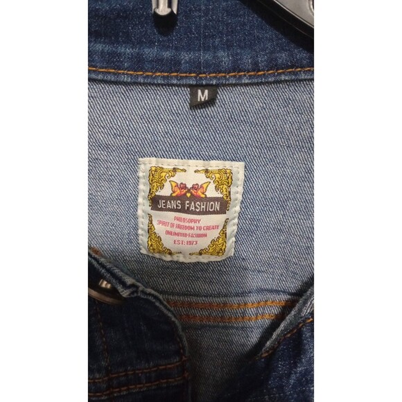 Jeans Fashion Embroidered Jean Jacket Button Up Mens Size M - Picture 5 of 7